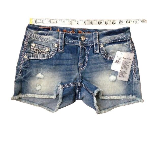 Rock Revival Jelina Stretch Jean Shorts Blue Faded 26 NWT - Picture 4 of 7